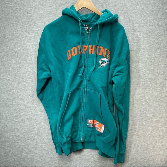 MIAMI Dolphins NFL Team Apparel Green Full Zip Hoodie Size Medium - Picture 3 of 11